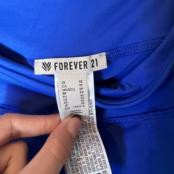 Forever 21 blue stretch leggings athletic yoga running cycling Athleisure sz XS - Picture 7 of 8